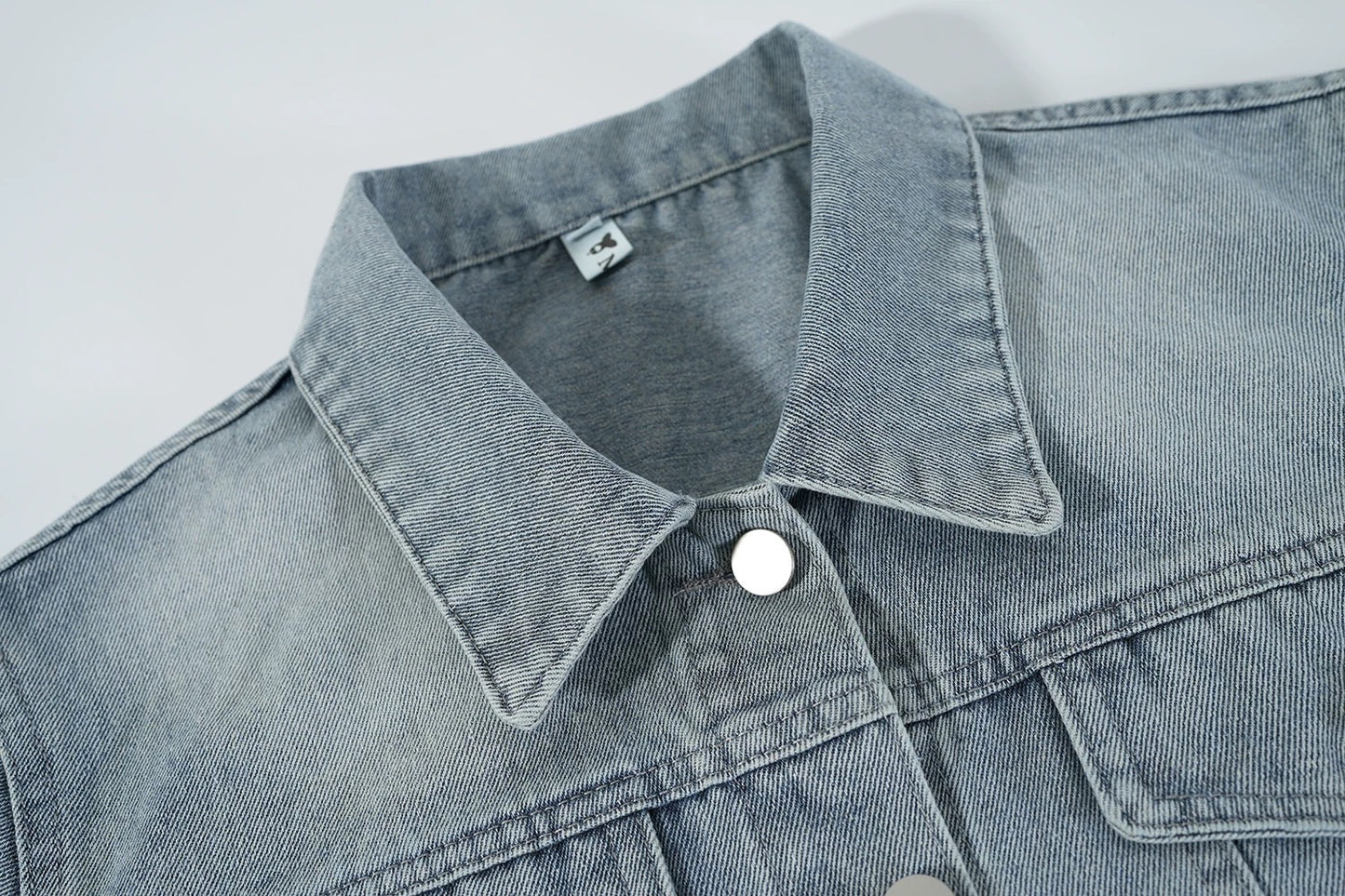 Light blue denim short jacket Korean style loose washed denim women's spring and autumn petite retro fashion temperament top
