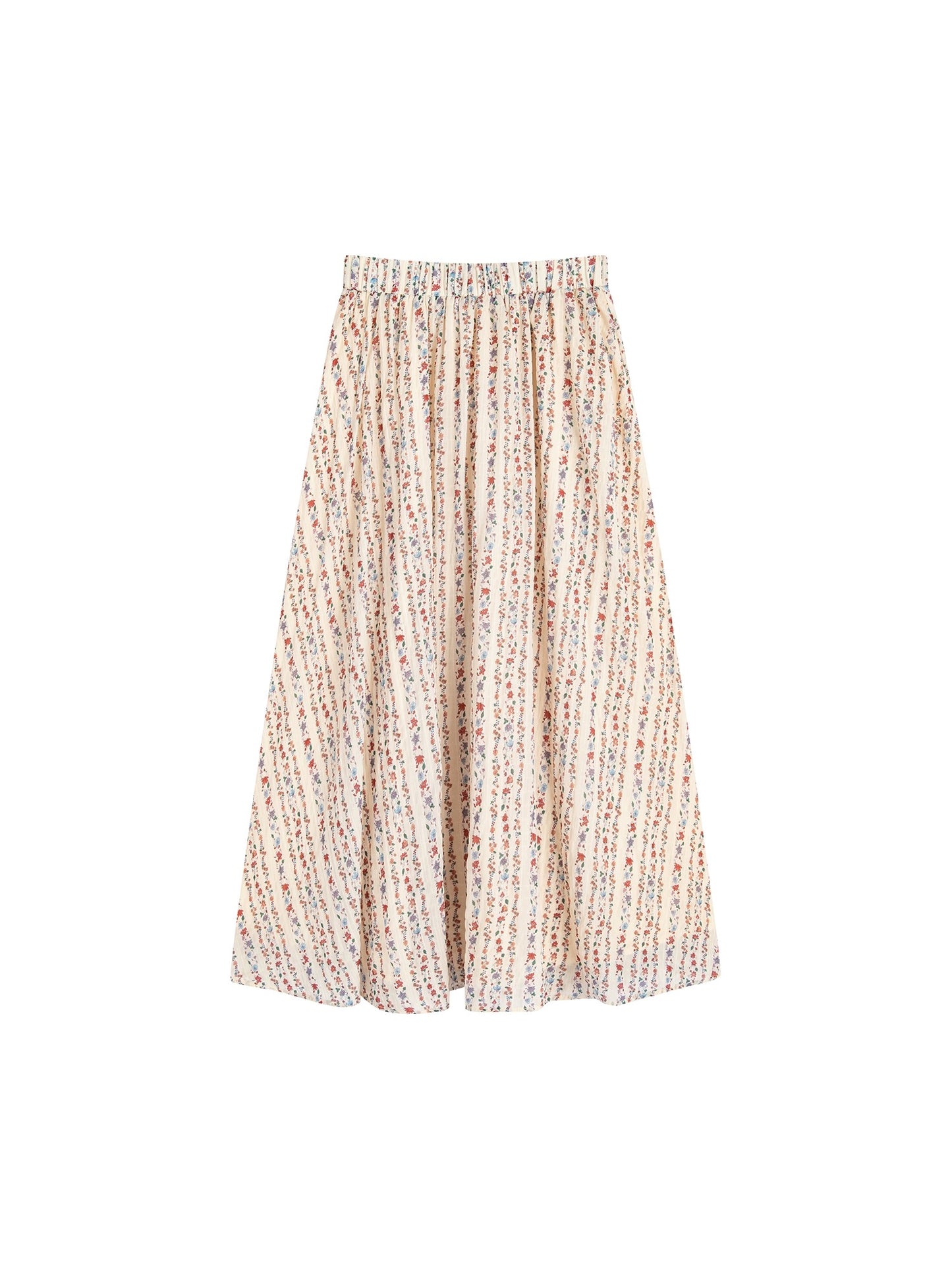 Berry Like You and Huan Big Customized Beige High Waist Floral Skirt Women's Slim and Versatile A-Line Long Skirt