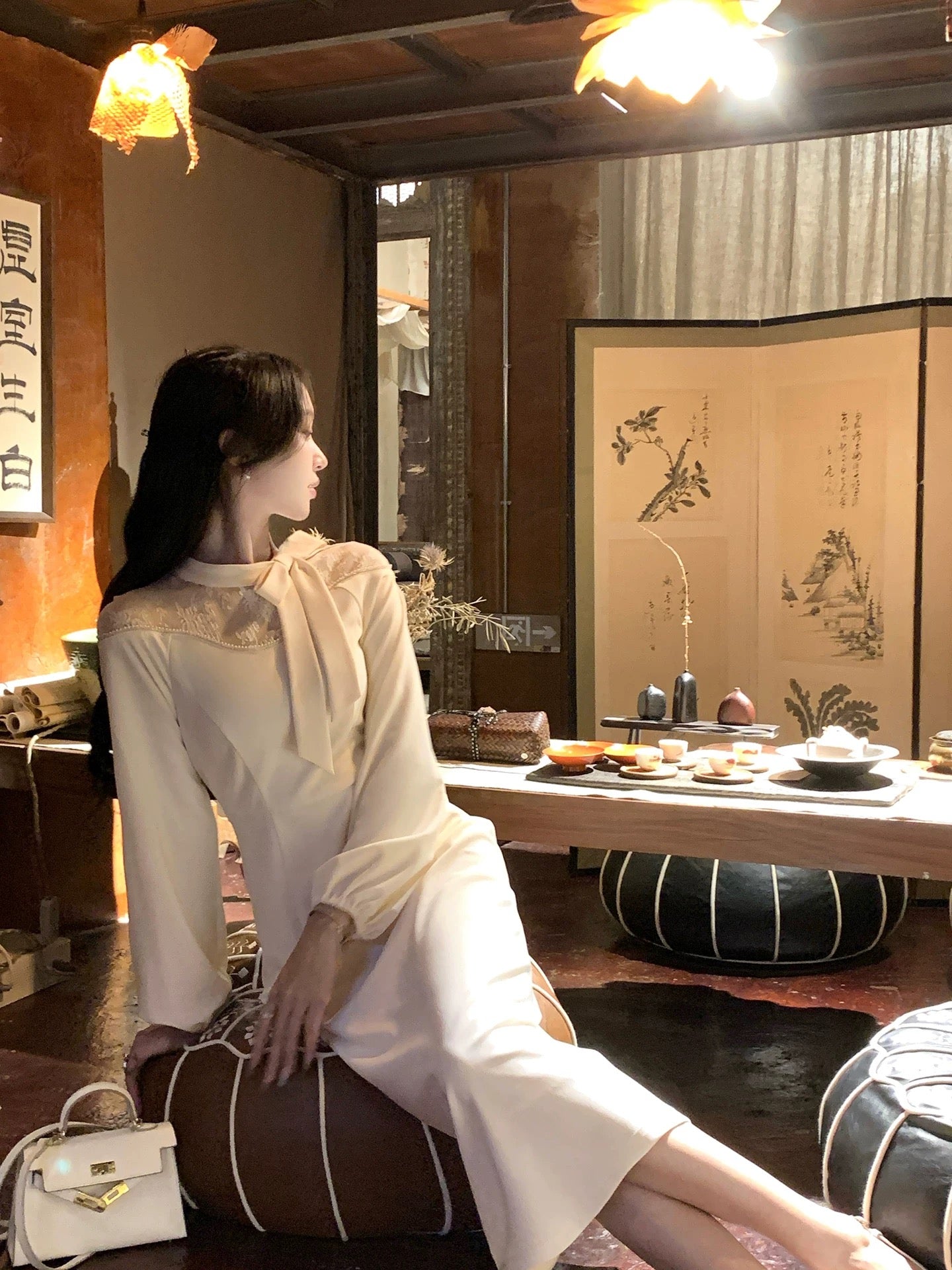Han Yulin/Amber Radiance Style Unique Design Long Dress 2025 Spring Elegant Socialite Dress