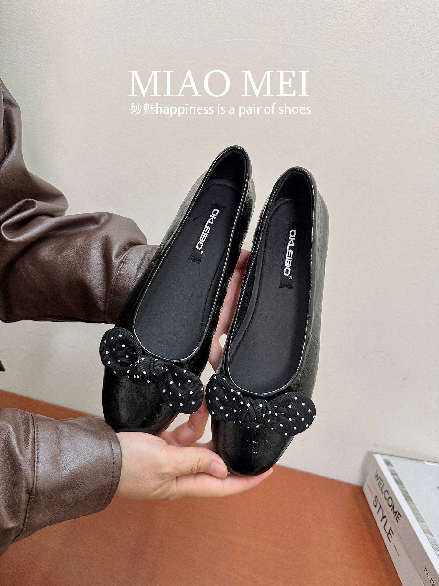 Korean style flat evening breeze gentle knot shallow mouth single shoes women's 2026 spring ballet grandma shoes