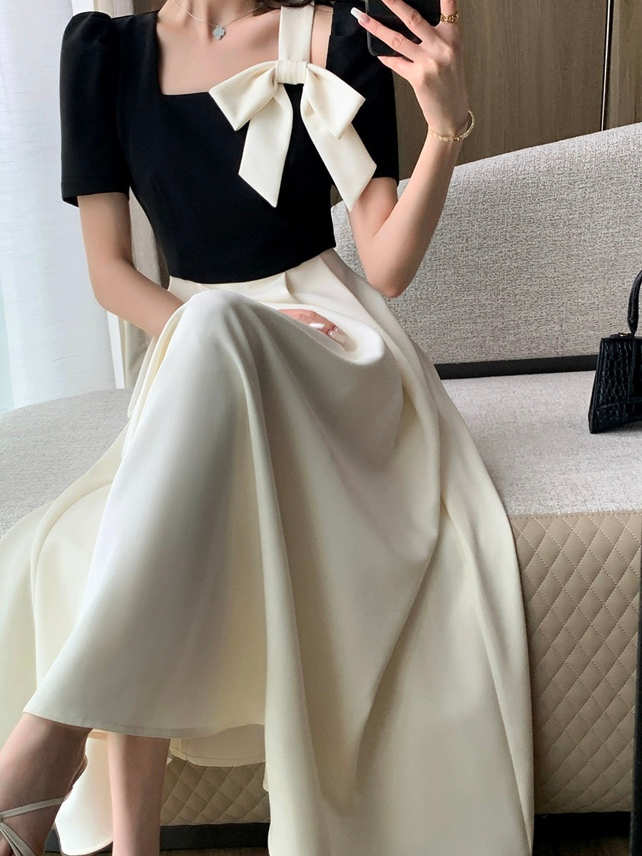 FT GUOGE French Square Neck Dress Women's 2024 Summer New Style Unique Super Beautiful Draping Long Skirt