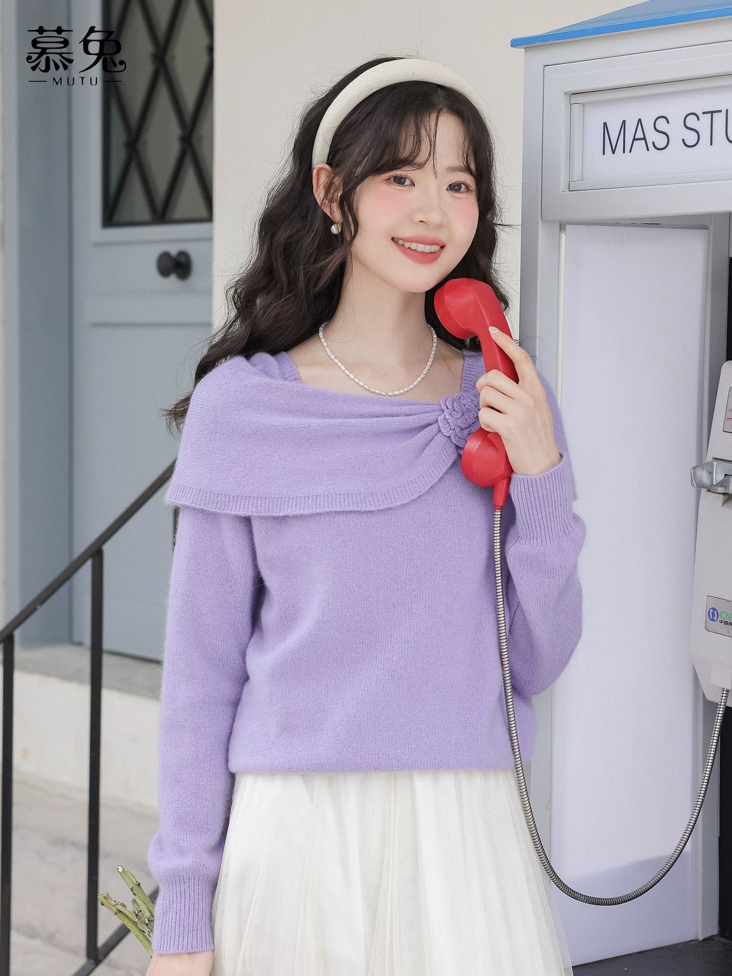 MuTu French-style gentle style 3D floral knit sweater for women, new autumn 2025 style, petite, loose long-sleeved top