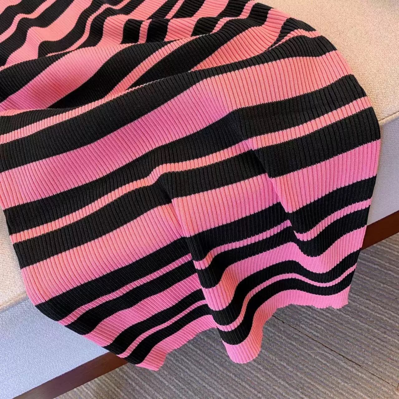 Pure lust style striped knitted suspender dress for women summer new sexy sleeveless slim mid-length hip skirt