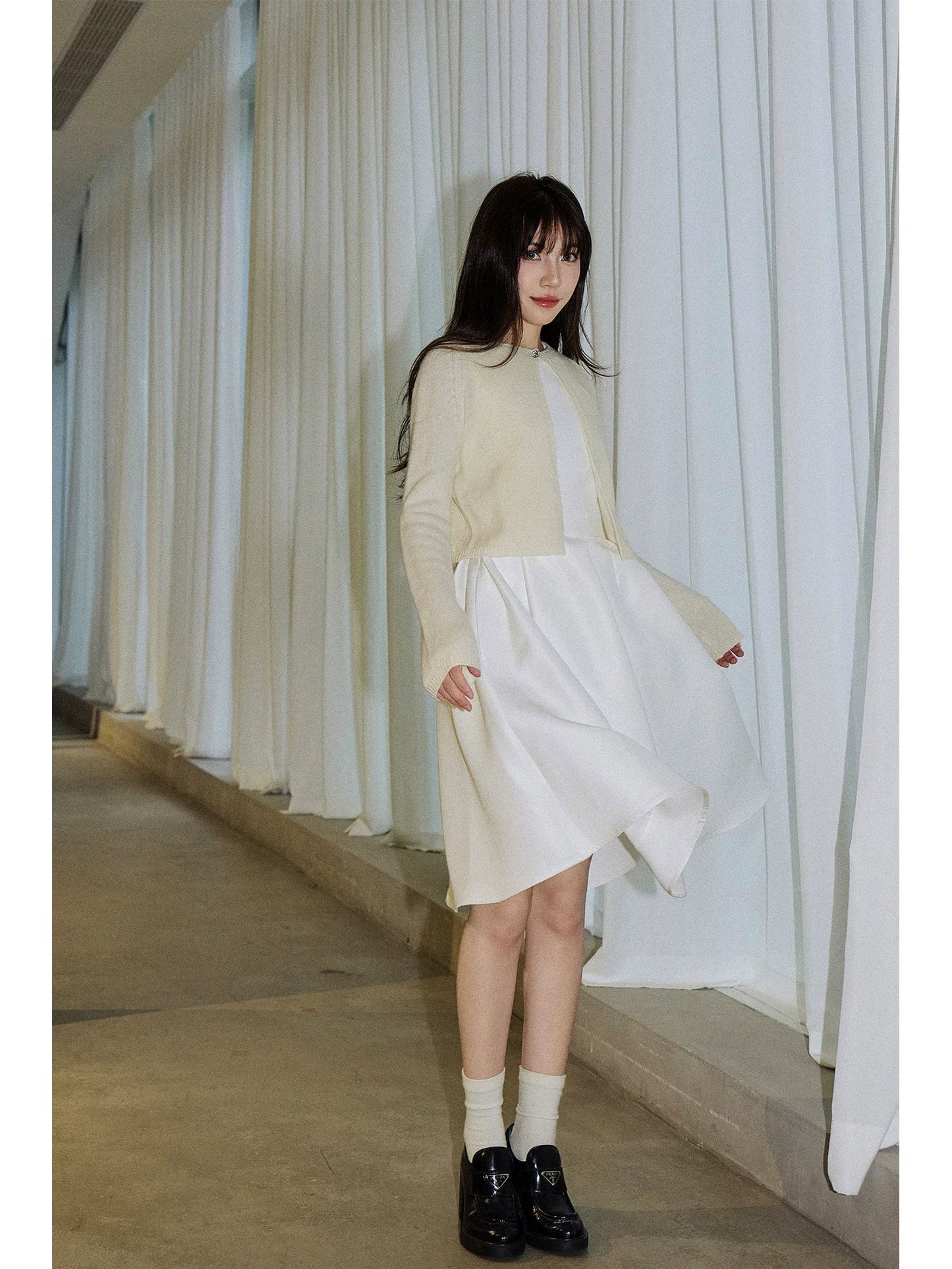 avenement/sleeveless waist Hepburn skirt/slim design mid-length three-dimensional A-line skirt dress for women