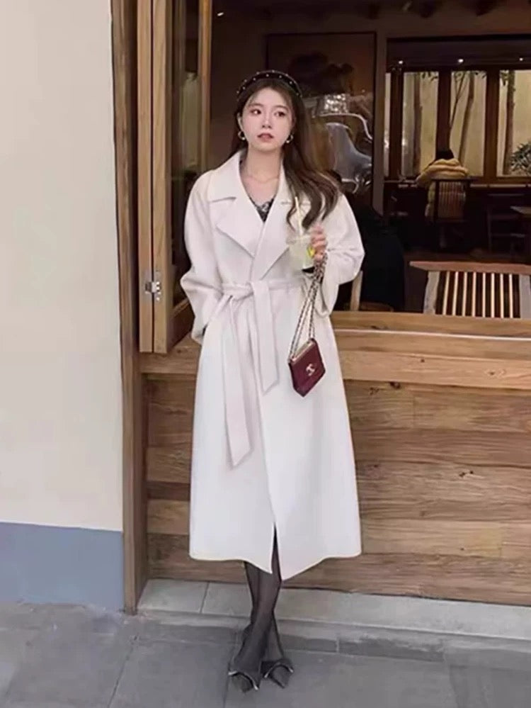 Sicilian red double-sided cashmere coat women's mid-length 2024 autumn and winter new loose high-end woolen coat