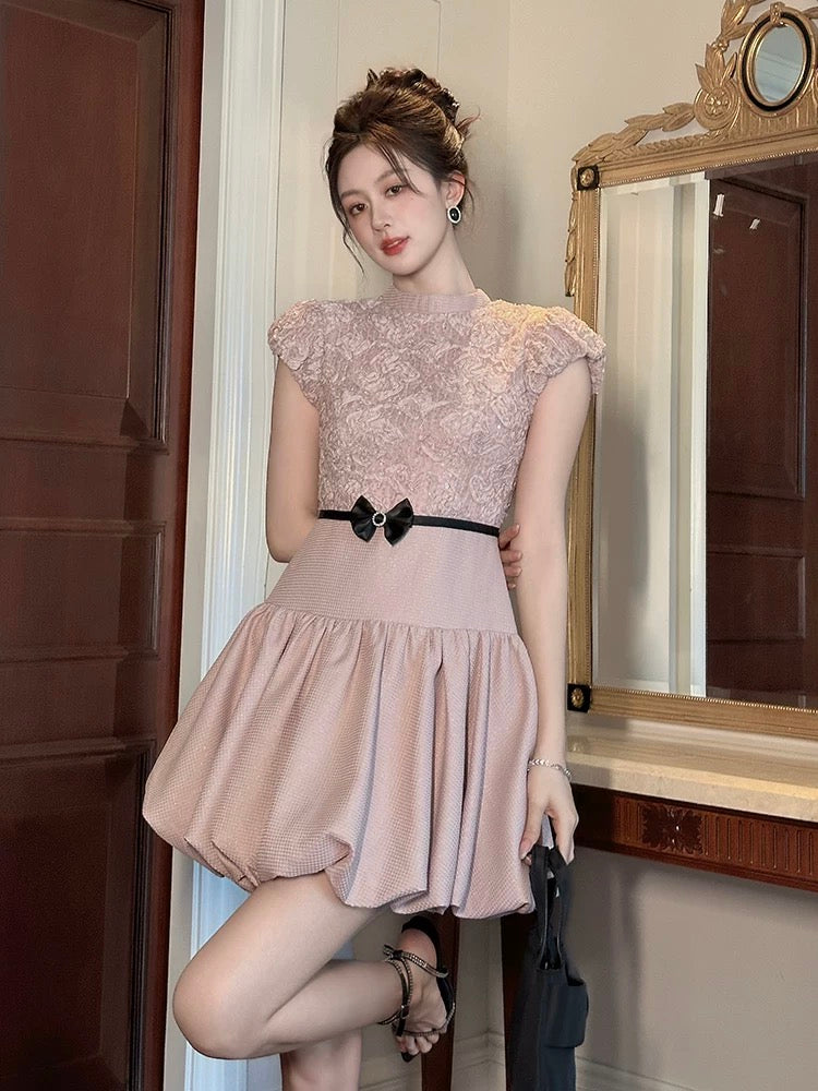 Super beautiful unique beautiful skirt female summer 2025 new light luxury high-end temperament pink dress small dress