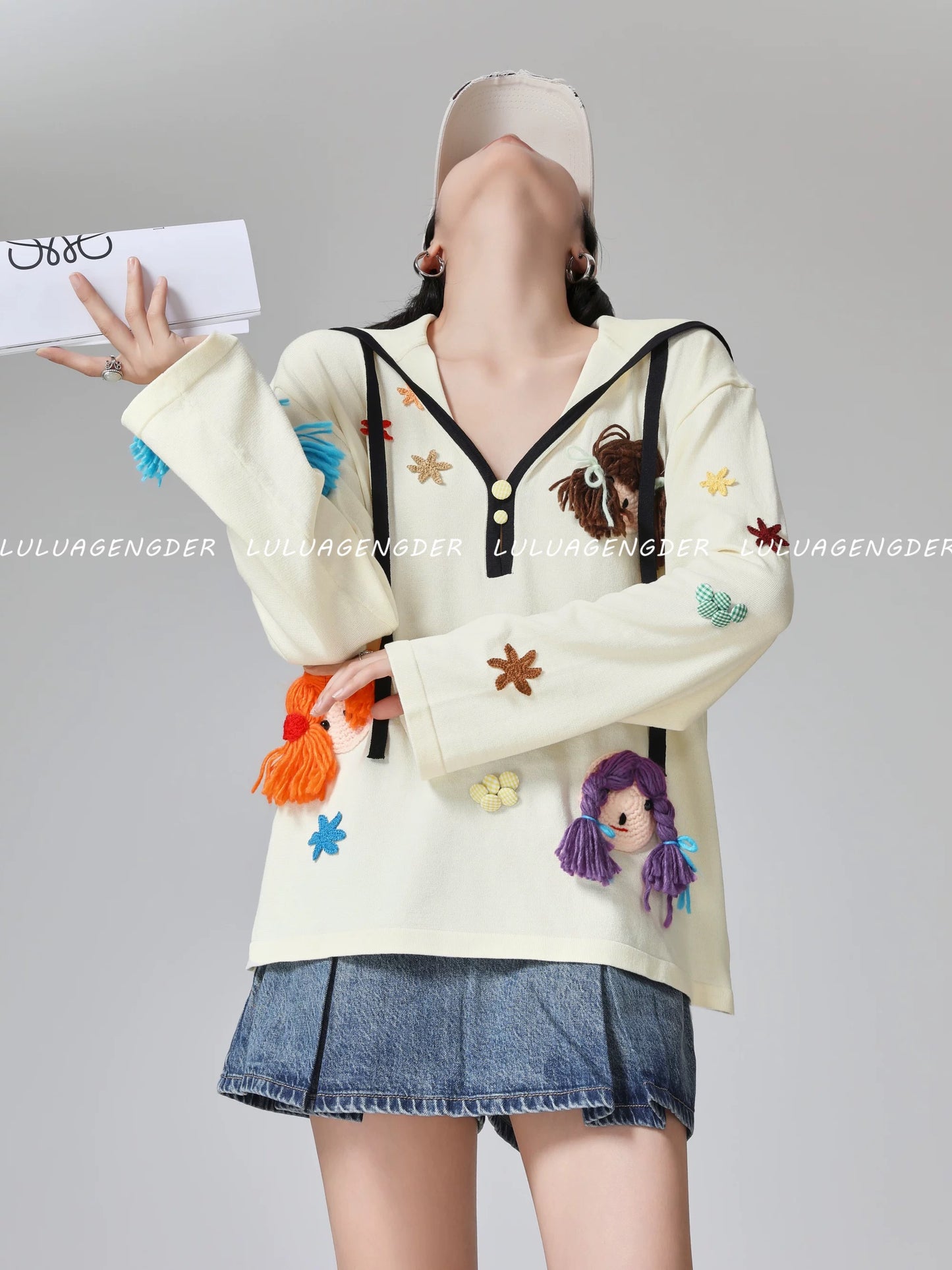 Lulu's style, fashionable and unique women's top, 2025 new Korean style loose design, versatile and niche long-sleeved.