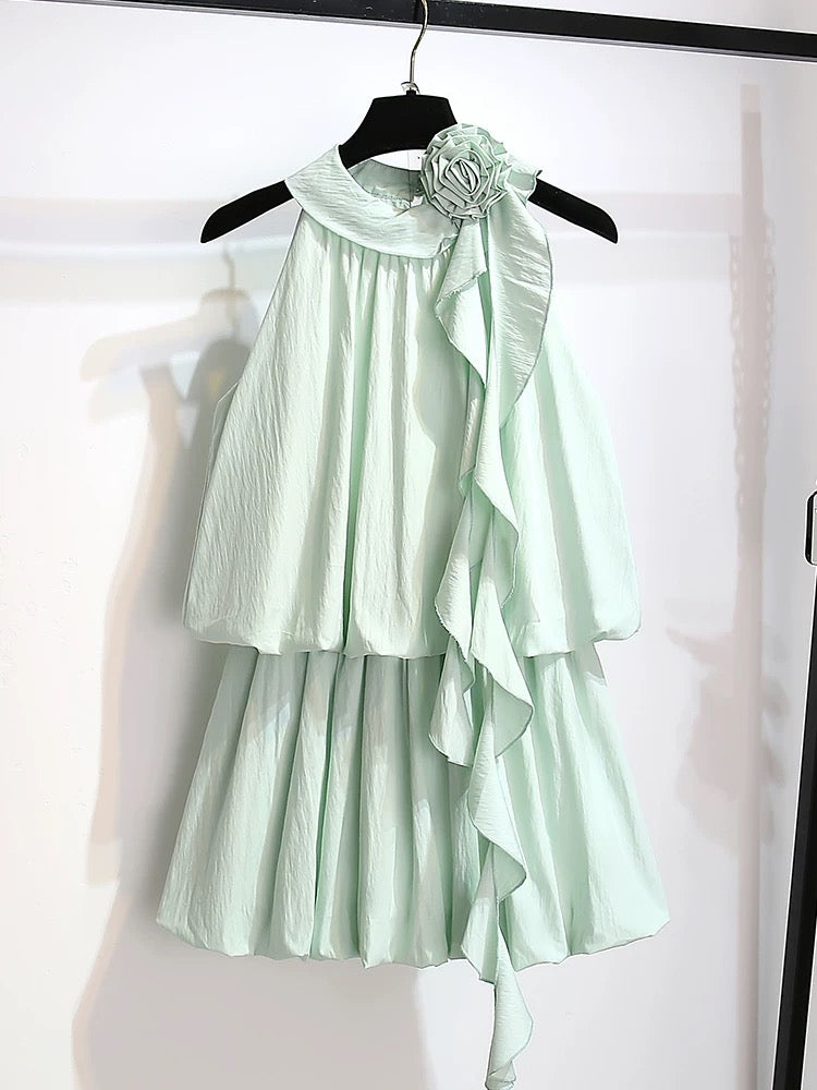 green emerald velvet dress Two Piece Prom Dresses Rhinestone Beaded Mint Green Long Formal Dresses APD3489 main image 1