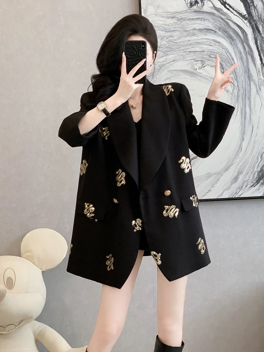 Autumn Korean style mature and fashionable street style loose casual blazer for women, niche light professional style temperament suit jacket