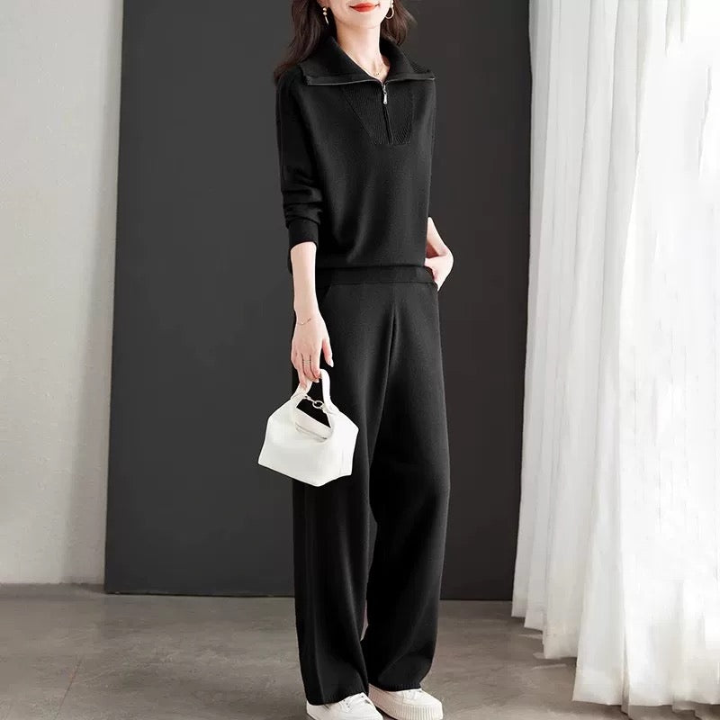 Mom's autumn long-sleeved tops, fashionable cashmere suits, new middle-aged and elderly women's spring and autumn casual large size two-piece sets