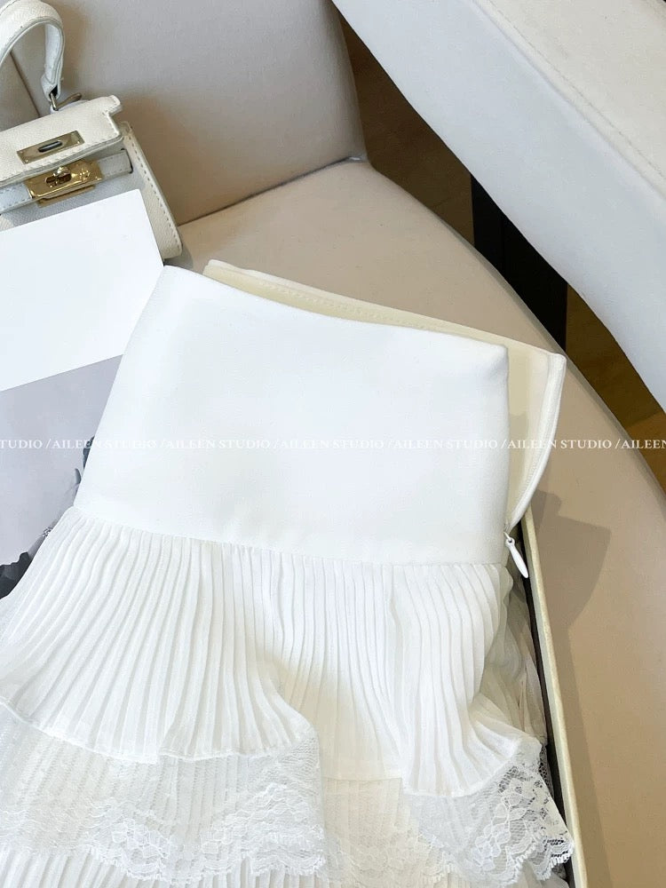 White skirt women's short 2025 summer new Korean style fashion high waist slim temperament all-match small skirt trend