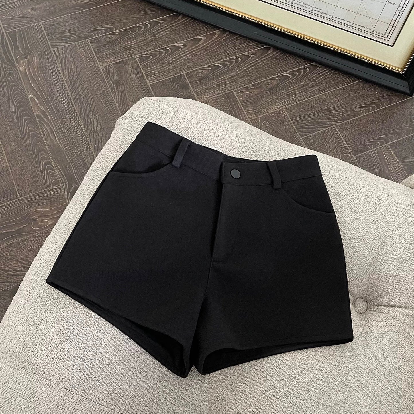 FASC homemade white suit shorts women 2025 new high waist versatile slim fashion niche black hot pants