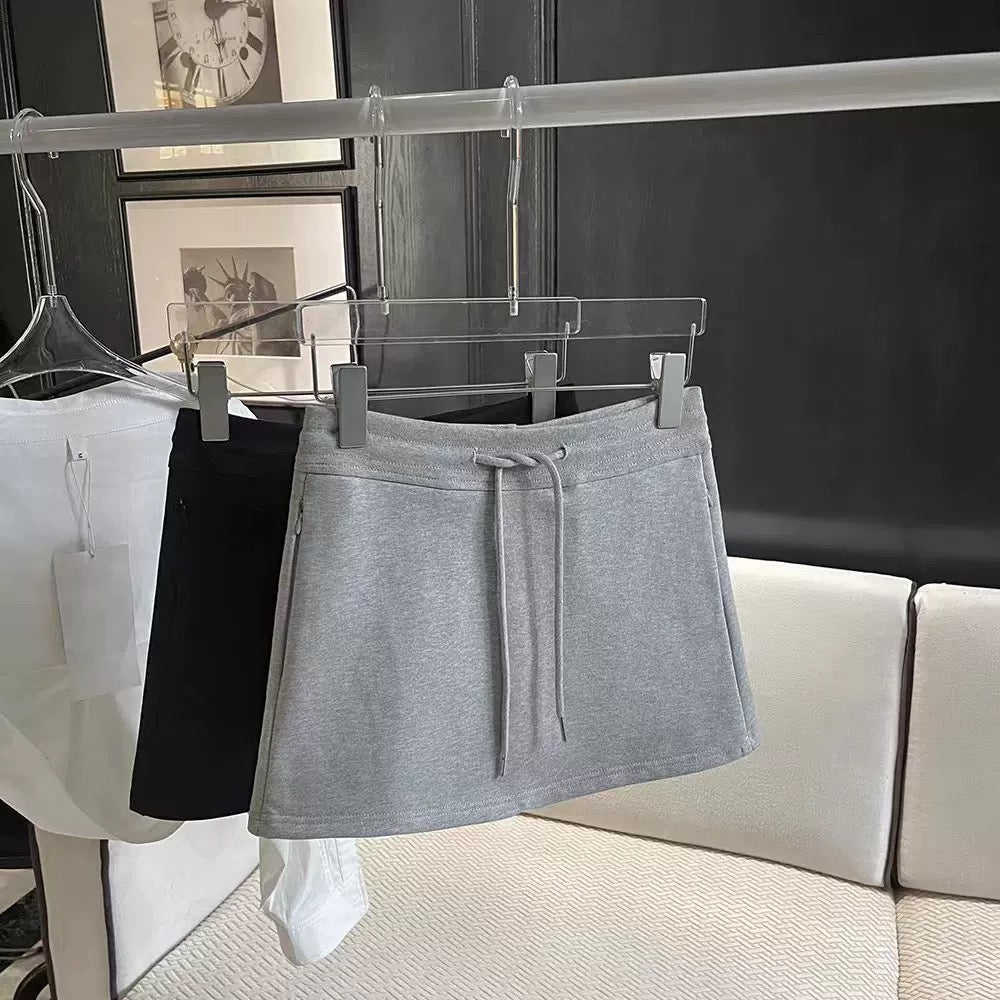 FASC homemade casual sports gray short skirt female black a-line skirt sweat skirt skirt female summer hip skirt