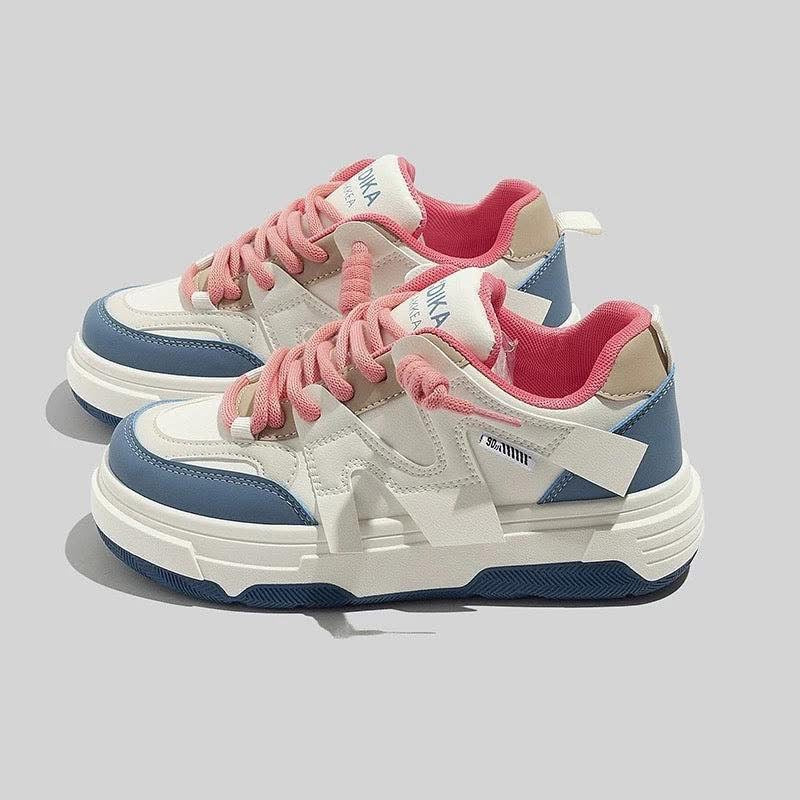 BEIER white shoes women's 2025 spring new original niche design thick bottom student versatile pink casual sneakers