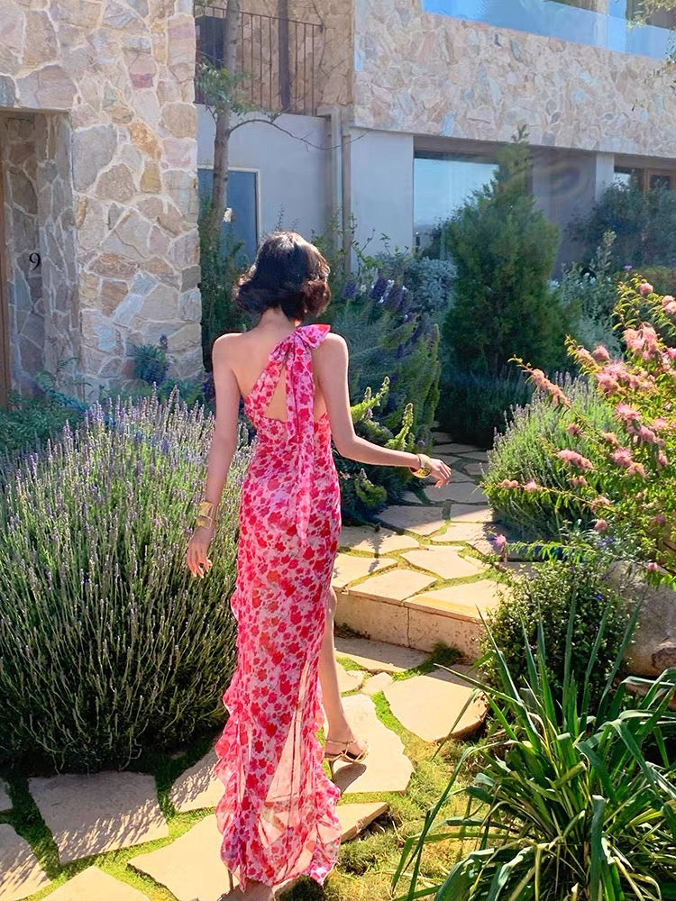Island Shop New Arrivals at 00:00 PM on May 6th: Floral Off-Shoulder Slit Ruffle Dress (95% Off)