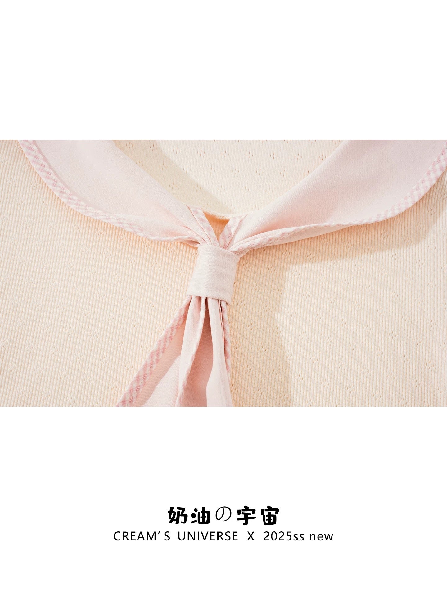 Creamy Universe - Color-blocked sailor collar short-sleeved T-shirt for women, sweet and preppy style, slim fit, summer cropped top.
