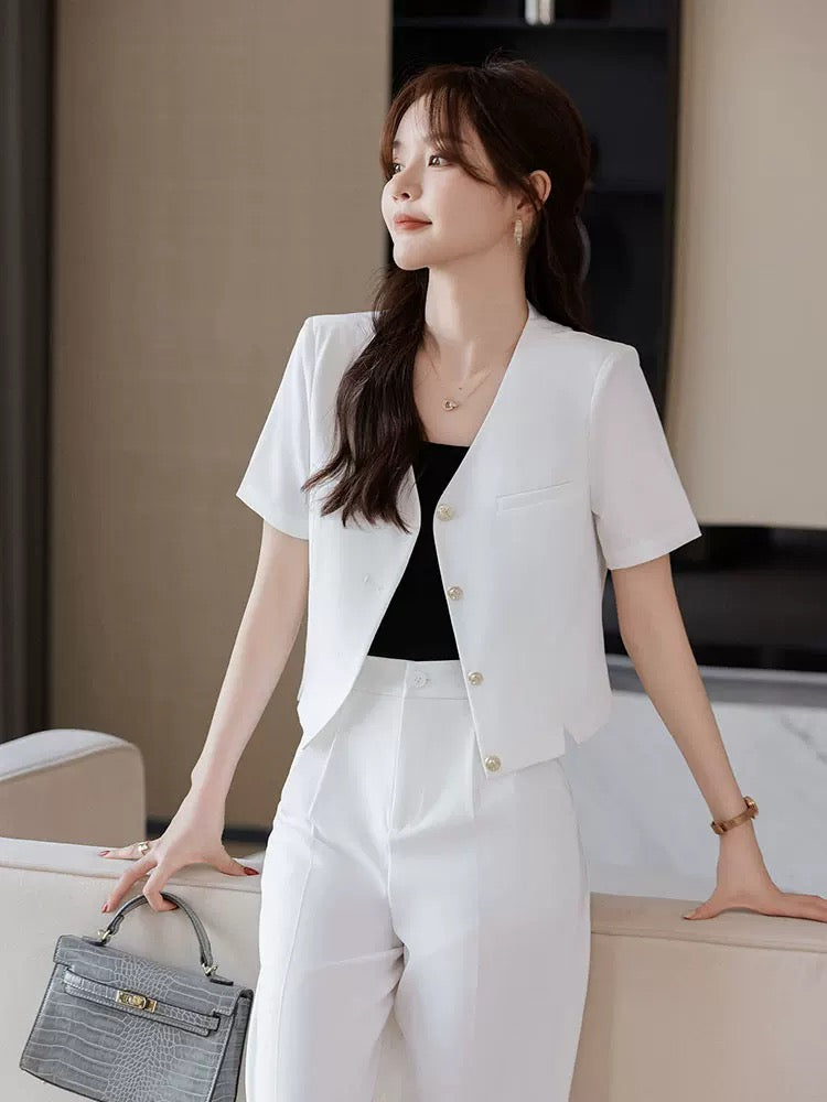 Wide-leg pants suit for women 2024 new summer wear complete set of two-piece age-reducing fashion, foreign style, fashionable and casual