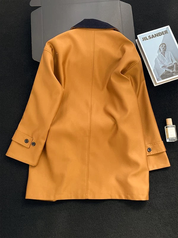 2025 Autumn New Retro Patchwork Collar Embroidered Jacket for Women, French Lazy Style, Loose Fit, Slimming, Versatile Jacket