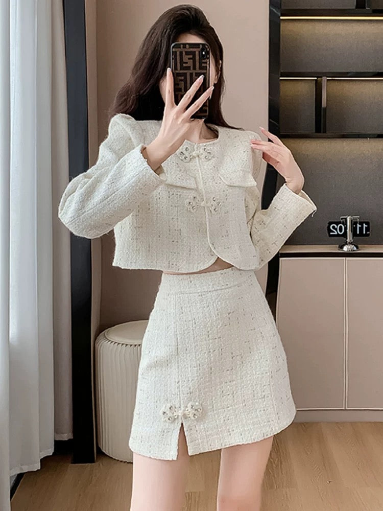 Xiaoxiangfeng suit jacket women's autumn and winter clothing 2024 new autumn new high-end a-line skirt two-piece set