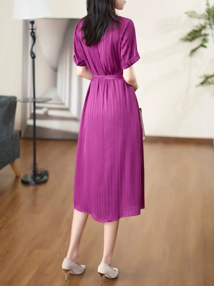 Diofu's new comfortable and versatile simple light luxury exquisite slim casual high-end 2024 purple women's dress
