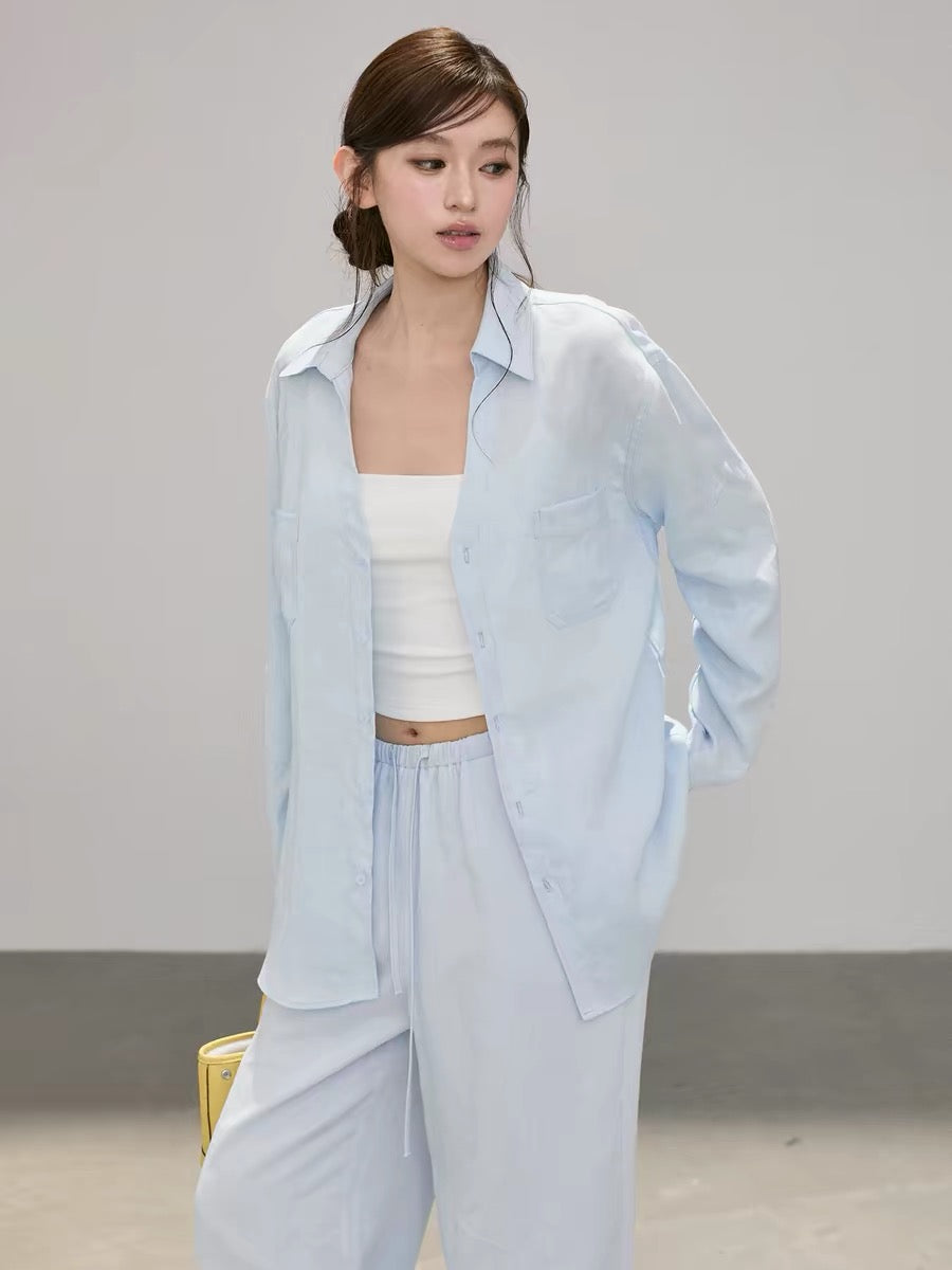 OIOI ESSE|70% Lyocell 30% Linen Loose Casual Shirt Women's Summer Versatile Casual Jacket