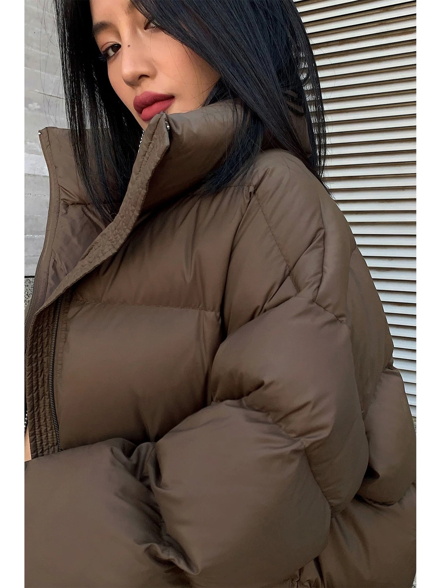 NEVA HU Black Stand Collar Down Jacket Women's Short 2024 Autumn and Winter New Small White Duck Down Jacket