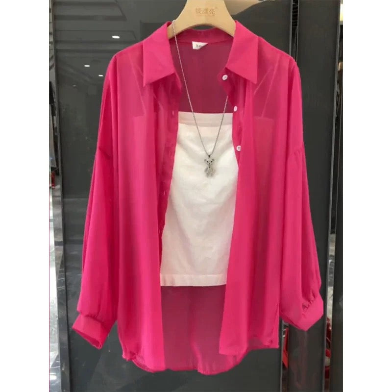 Sun protection clothing women's summer ice silk breathable anti-ultraviolet cardigan jacket 2025 new long-sleeved thin chiffon shirt