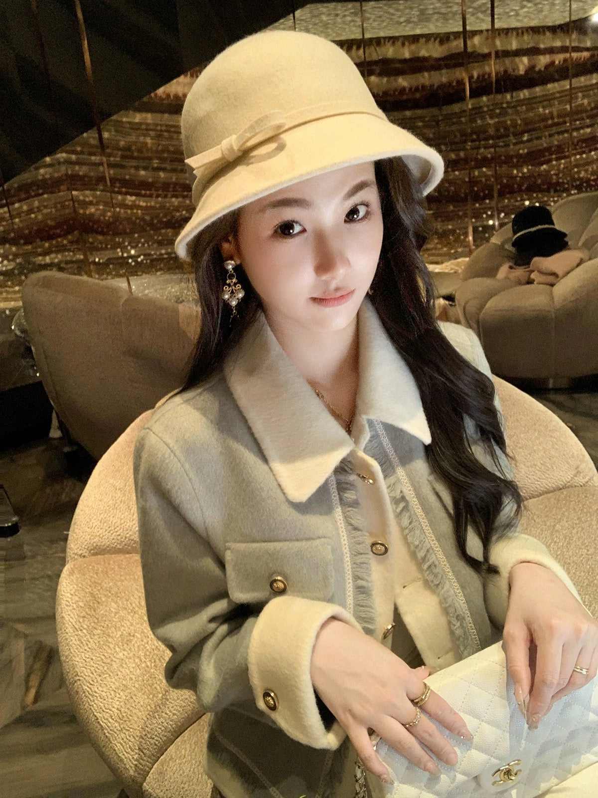 Fish Rabbit's Rabbit Double-Sided Nylon Short Jacket Women's 2024 New Autumn and Winter Hot Style High-end Small Fragrant Woolen Jacket