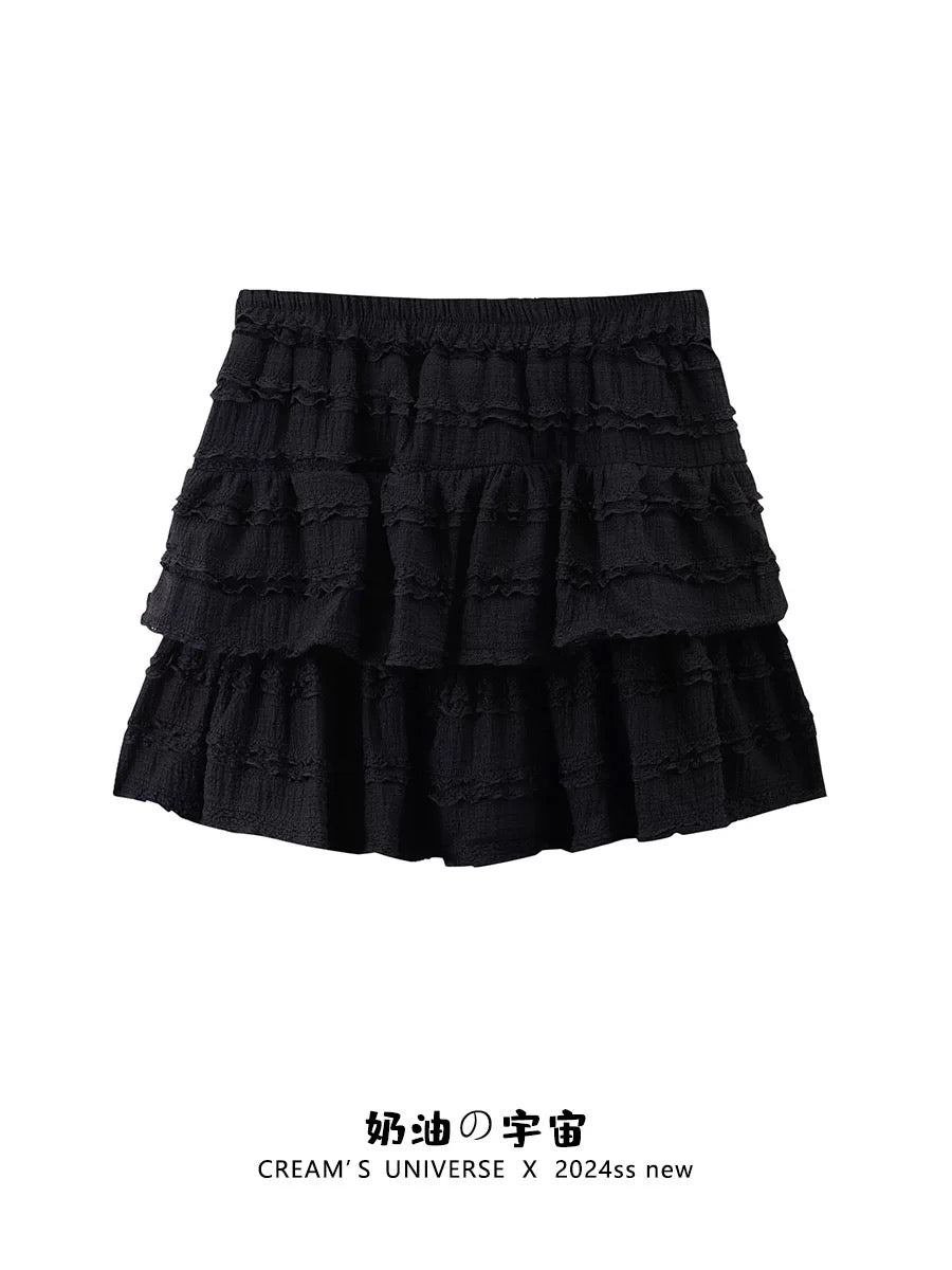 Cream Universe Lace Cake Skirt Female Ballet Girl Ins Style Puff Skirt 2025 New Style