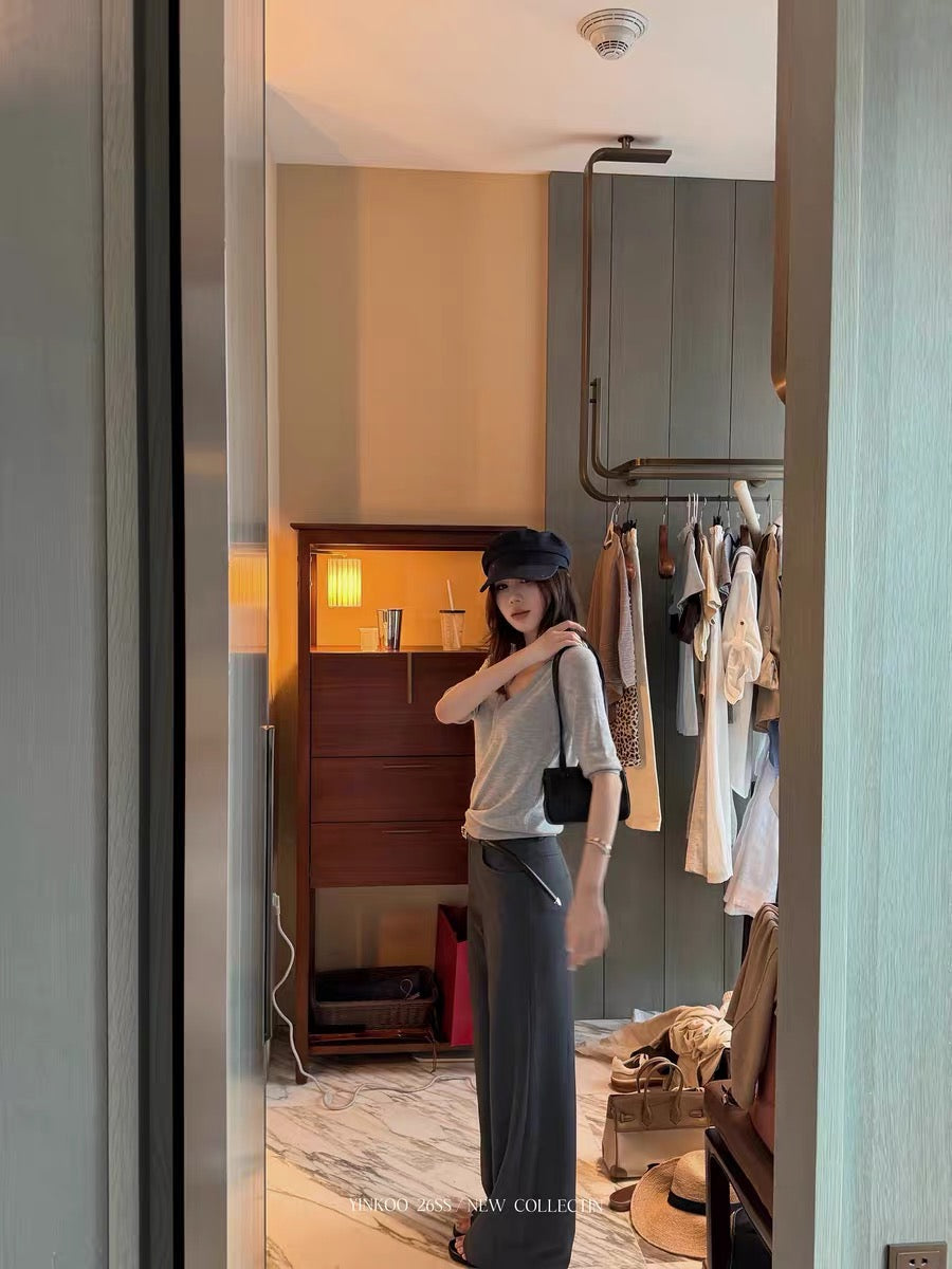 Yinkoo "New Professional" OL Style Lyocell High-Quality Leg-Length Casual Slim Blazer Trousers