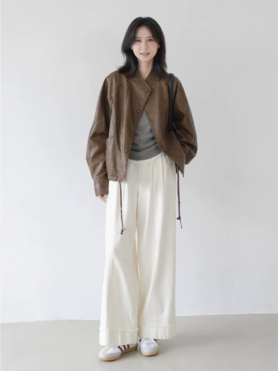 High waist casual pants wide leg pants women 25 autumn new fashion Japanese trousers Korean version simple straight wide leg pants