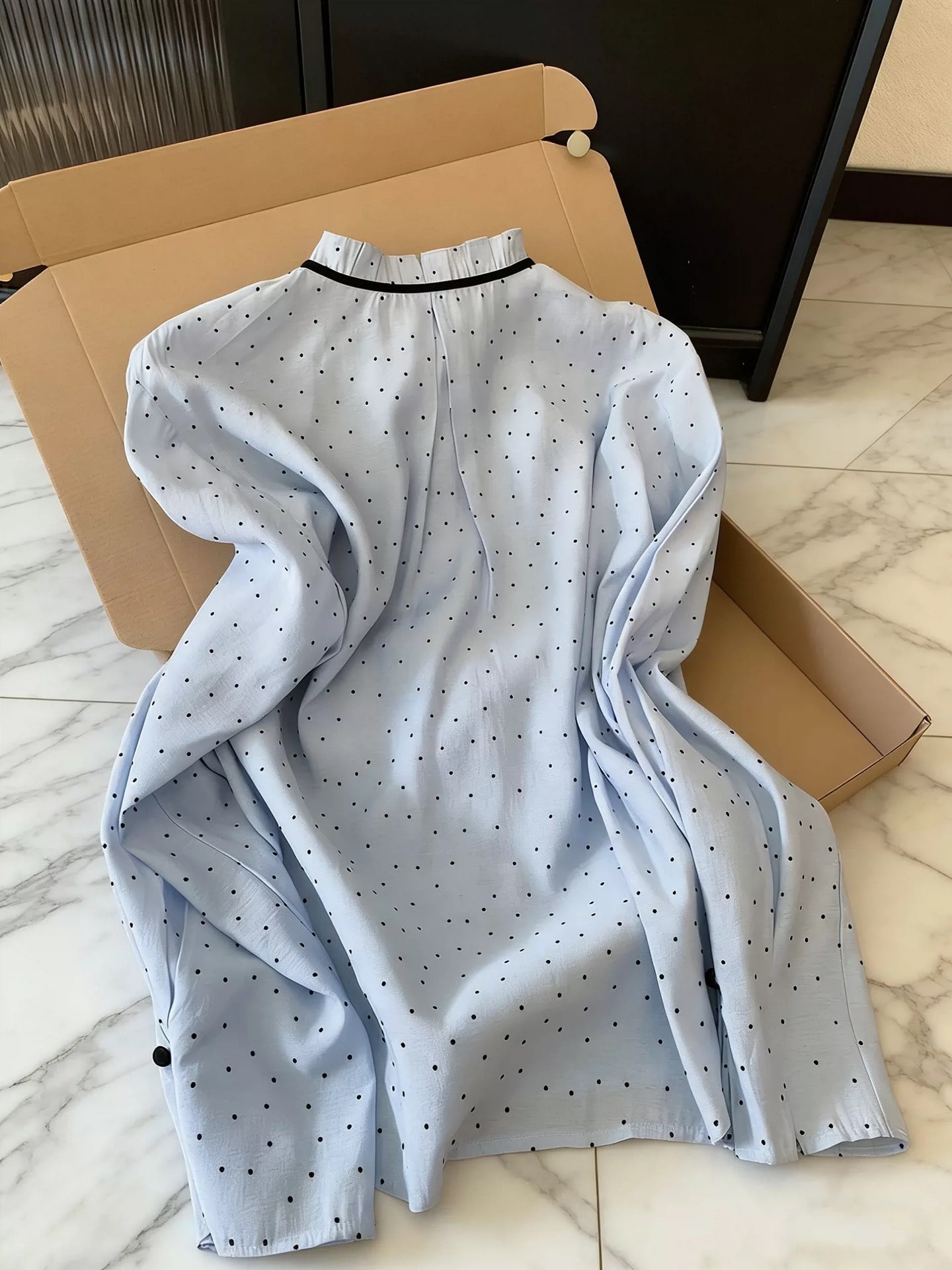 Korean style elegant bow tie blouse for women, spring fashion, versatile, youthful, long-sleeved shirt, retro polka dot top