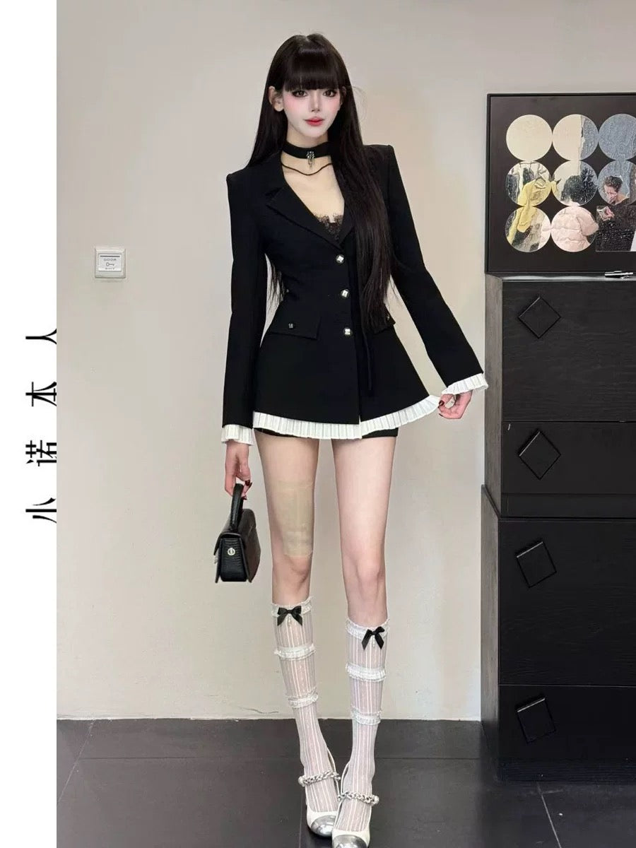 Xiaonuo's own mid-length suit skirt jacket Korean style high-end light luxury and western style slim suit dress 2515