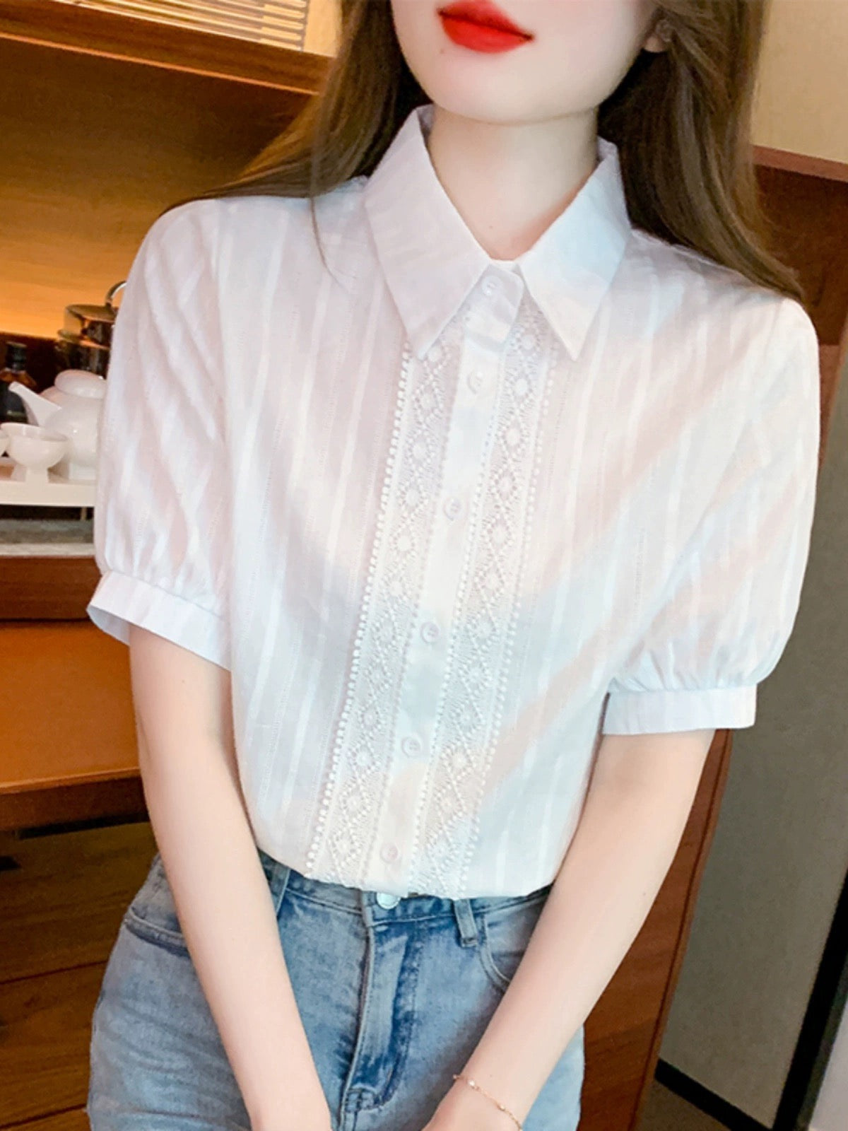 French thin simple white shirt summer new T-shirt versatile casual women's short-sleeved shirt small design sense
