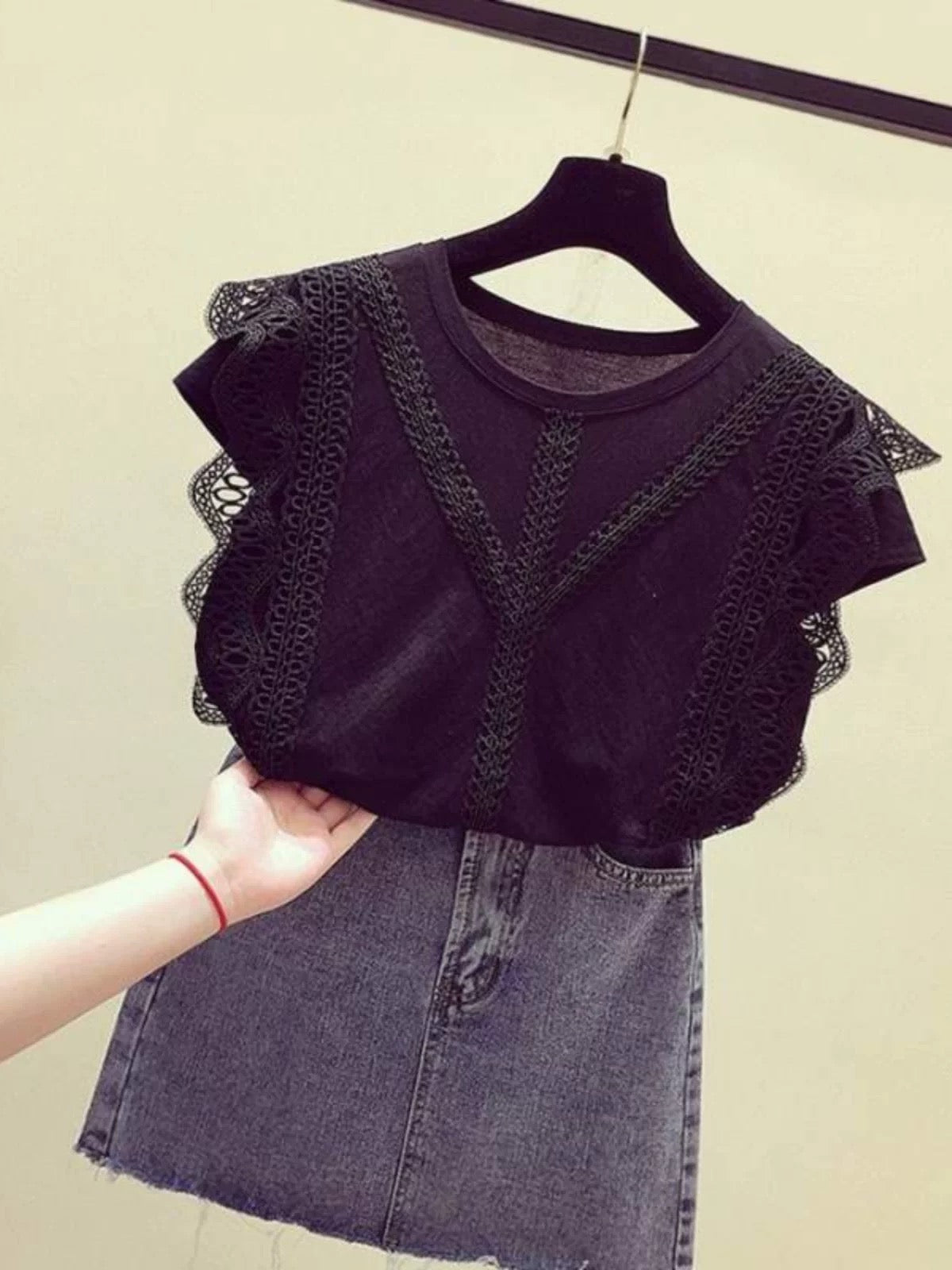 Brand discount store genuine women's clothing cut label clearance summer style white lace short-sleeved chiffon shirt tops for women trendy