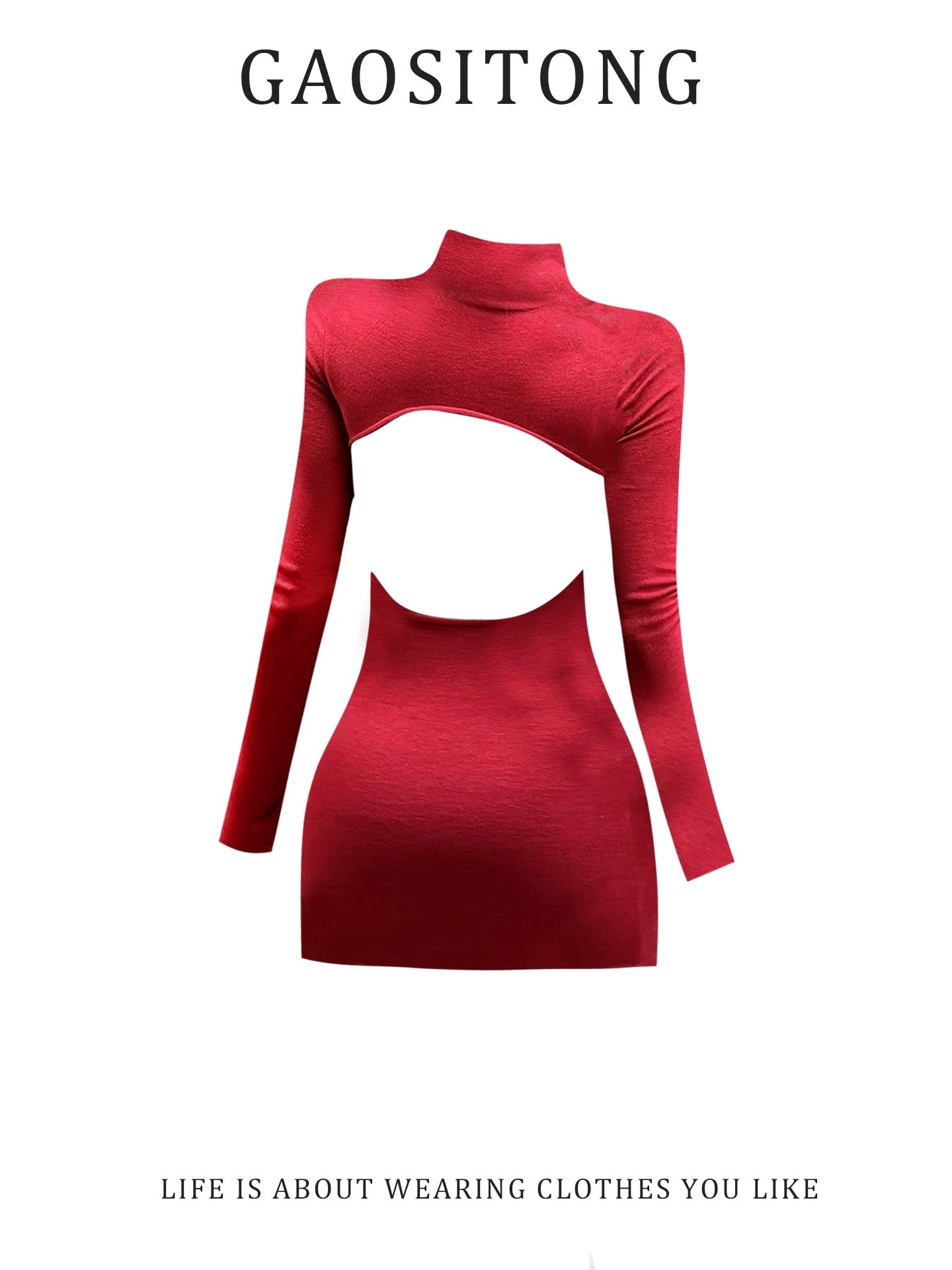 GAOSITONG Sexy Hot Girl High-Neck Long-Sleeve Dress Women's Autumn/Winter 2025 Backless Slim Fit Bodycon Dress