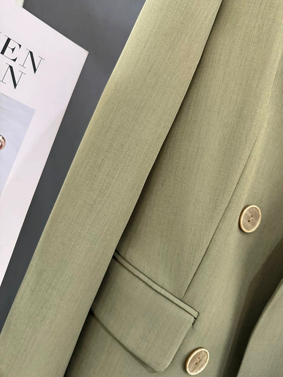 Military green texture, foreign style slimming suit jacket for women 2024 new spring and autumn Internet celebrity popular suit trend this year