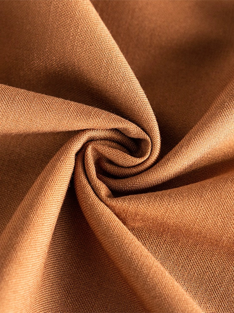 Luo Yi's light, mature and gentle style caramel color dress 2024 spring and summer new retro slimming skirt 10026