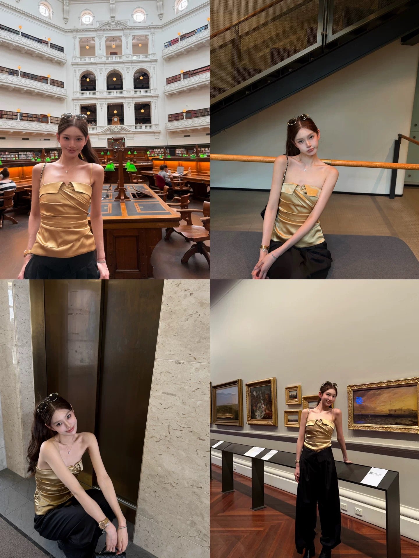 yangzifan vtg Luxury Elegant Camisole Vest for Women, Summer Retro Asymmetrical Gold Strapless Top