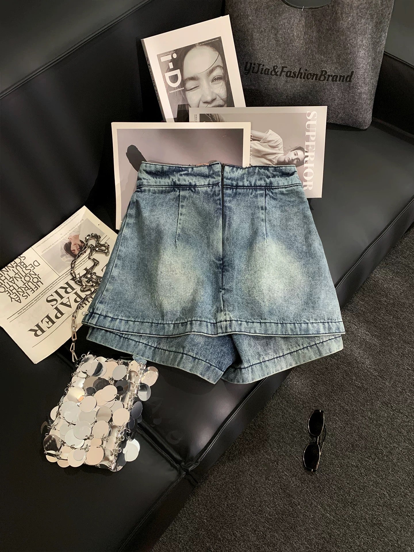 ZHOUYI/Monday: Stylish High-Waisted Slimming Denim Shorts for Women, Summer Pearl Double Buckle Fit, Cargo Pants, Hot Pants