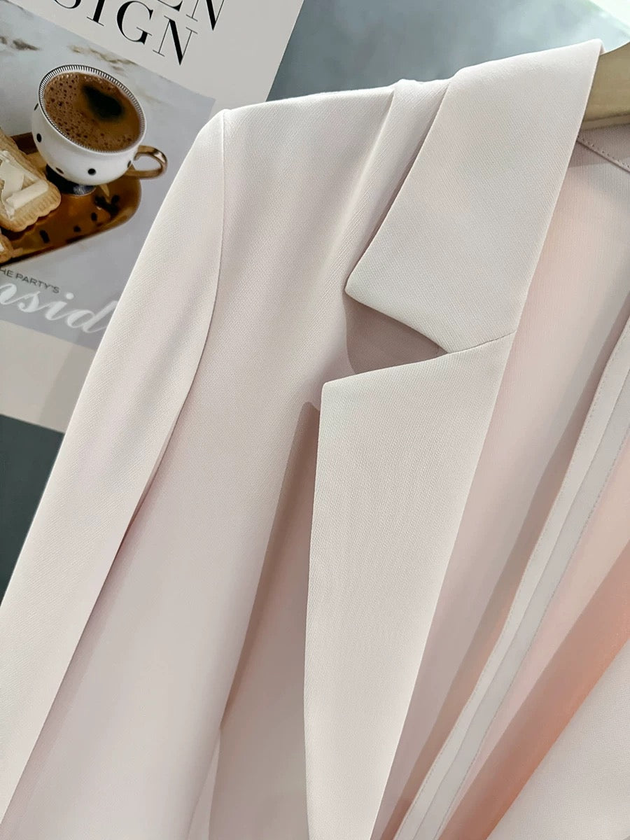 Light pink gentle high-end super good-looking suit jacket women's summer thin 2025 new Internet celebrity goddess style suit