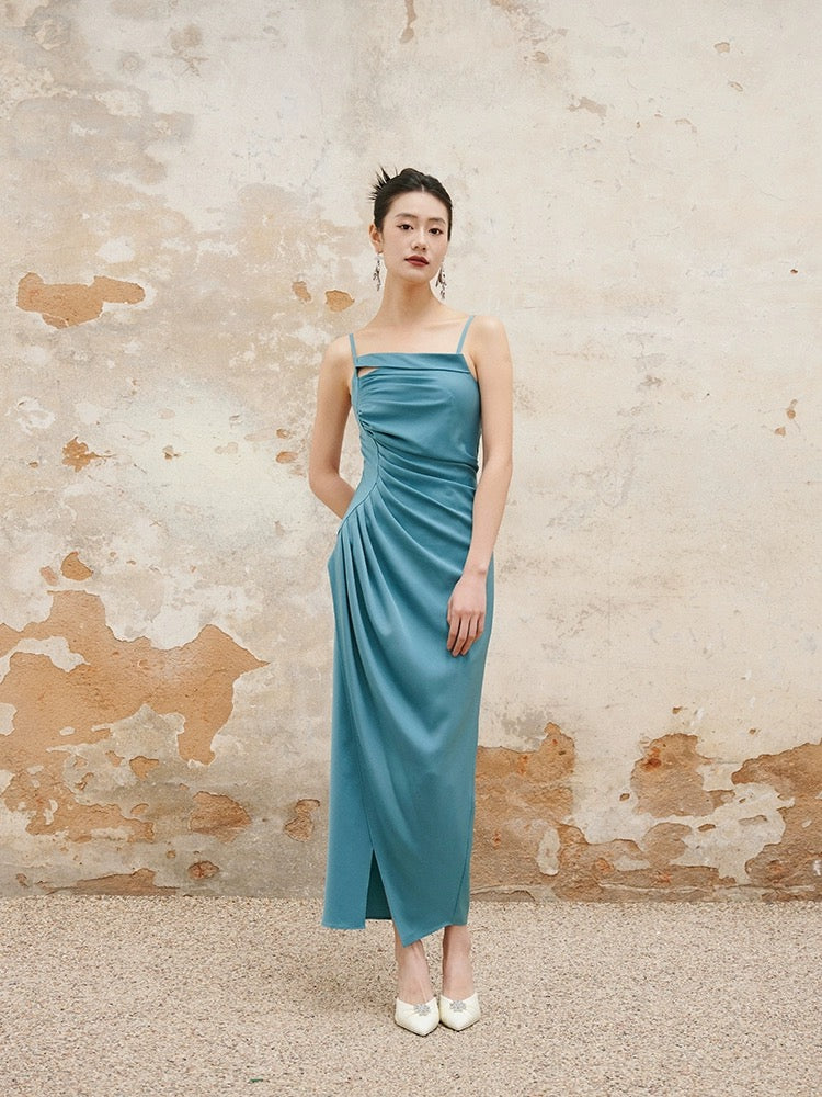 The official blue suspender dress, high-end bridesmaid dress, niche sa