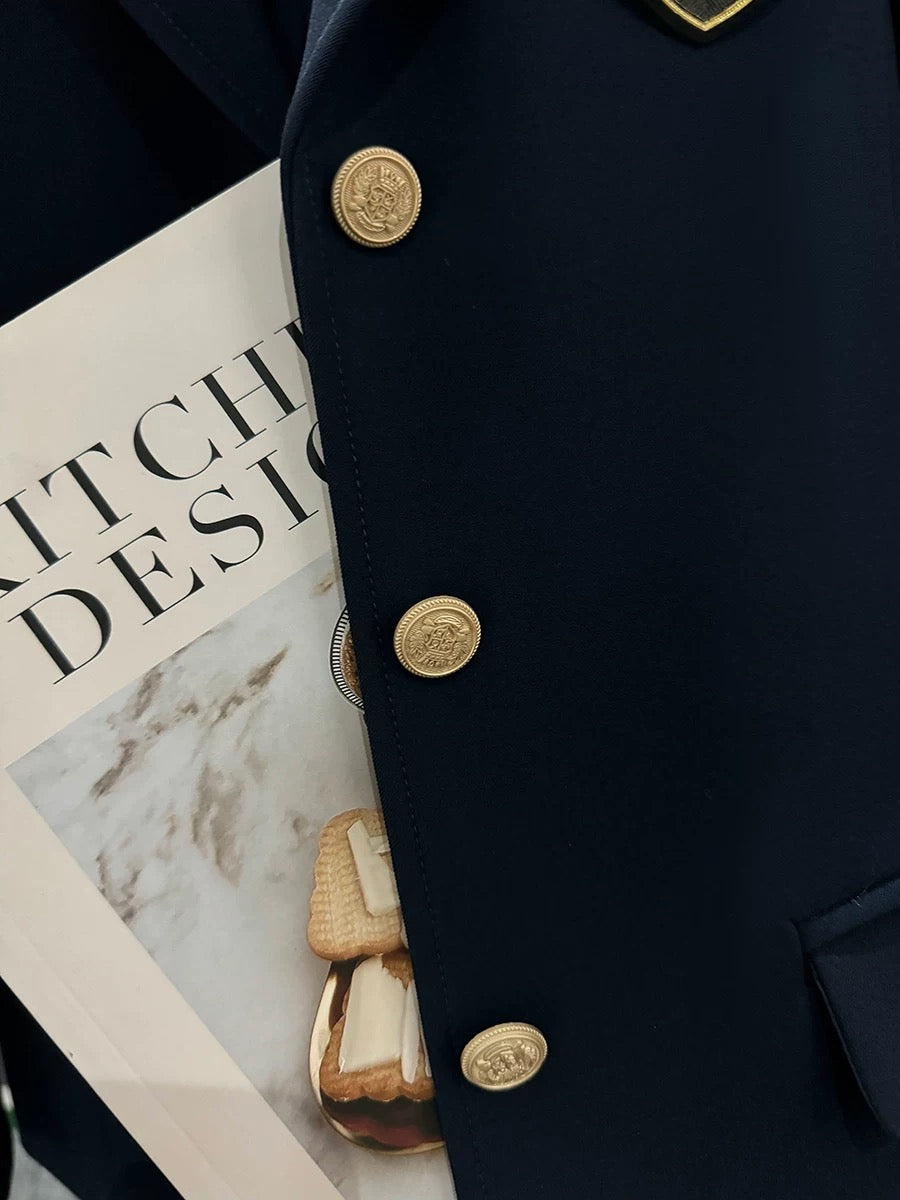 Navy blue jk uniform suit jacket female 2025 new spring and autumn small Japanese British college style suit