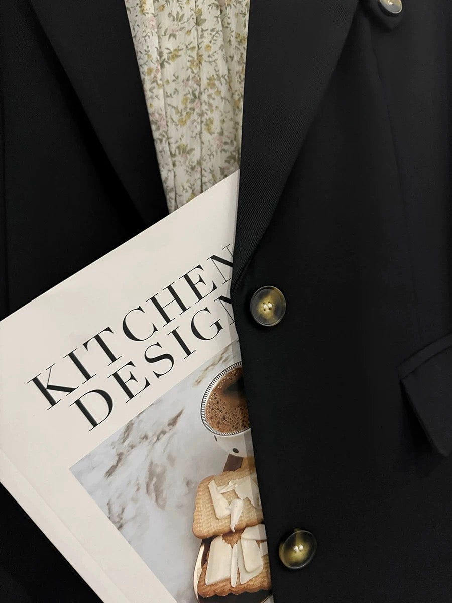 Black Hepburn style slim suit jacket for women 2025 new spring and autumn British style suit college formal uniform