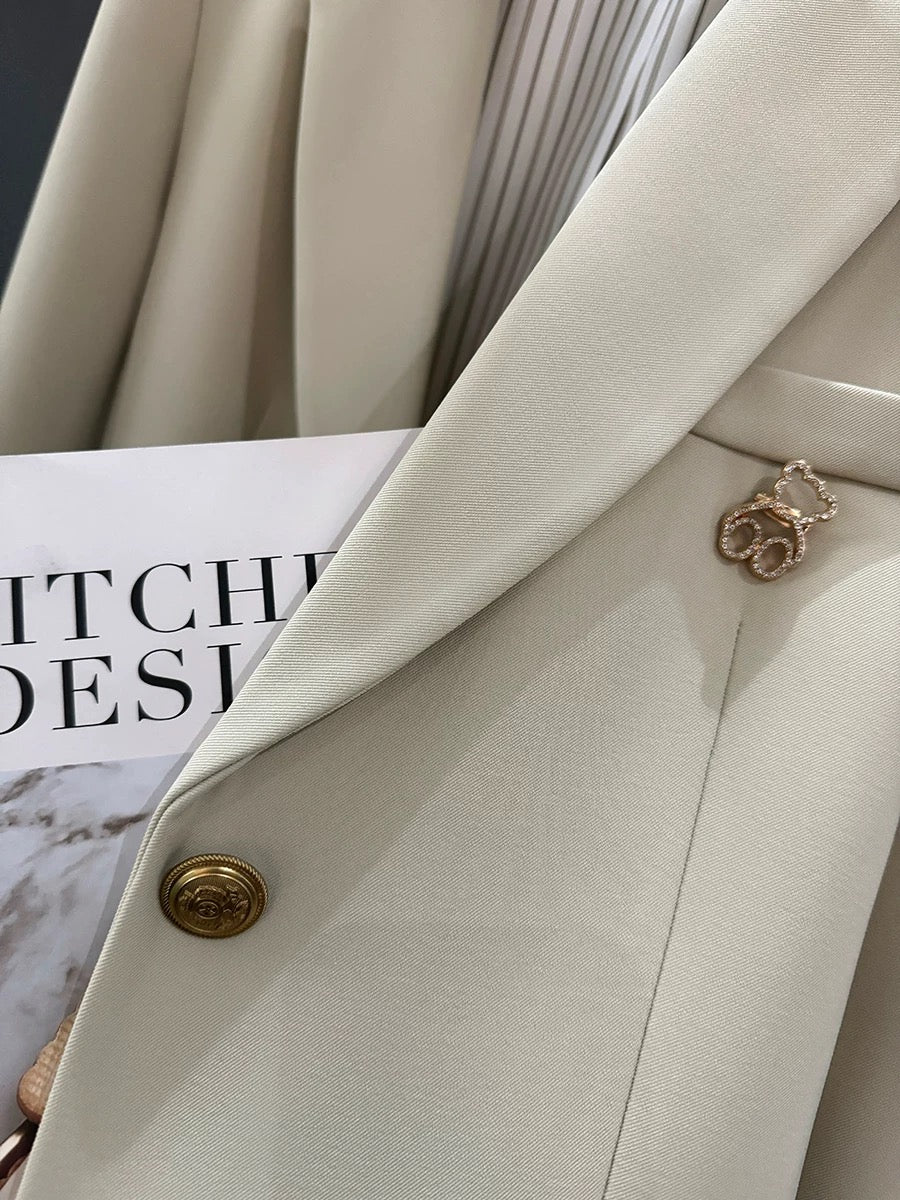 Off-white college style suit jacket for women 2025 spring and autumn new style popular striped suit goddess style uniform
