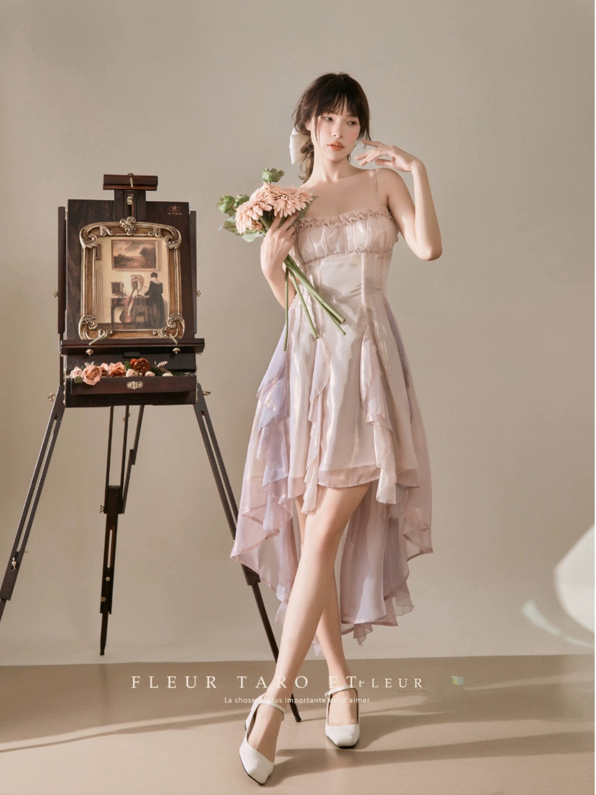 knee length dresses for ladies Short front and long back dress fairy gradient French birthday heavy i –  Lee Nhi Boutique