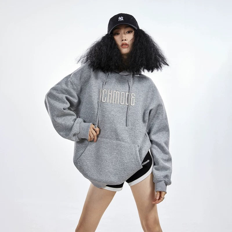 ICH MODE American Retro Hooded Embroidered Sweatshirt for Women, Autumn 2025 New Style, Loose Fit, Versatile Outerwear Top