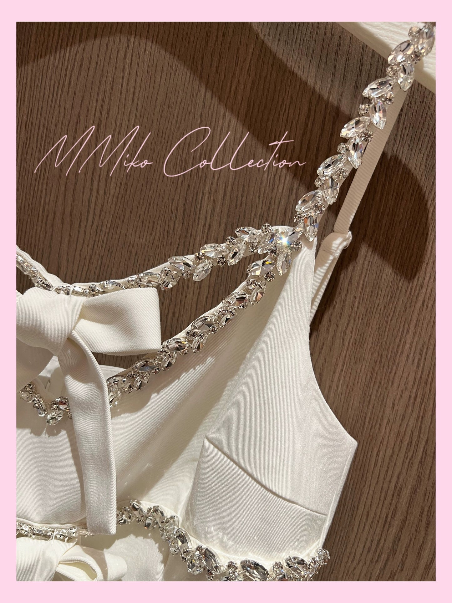 MMiko original exclusive white three-dimensional flower fully handmade diamond chain suspender skirt sweet birthday dress dress