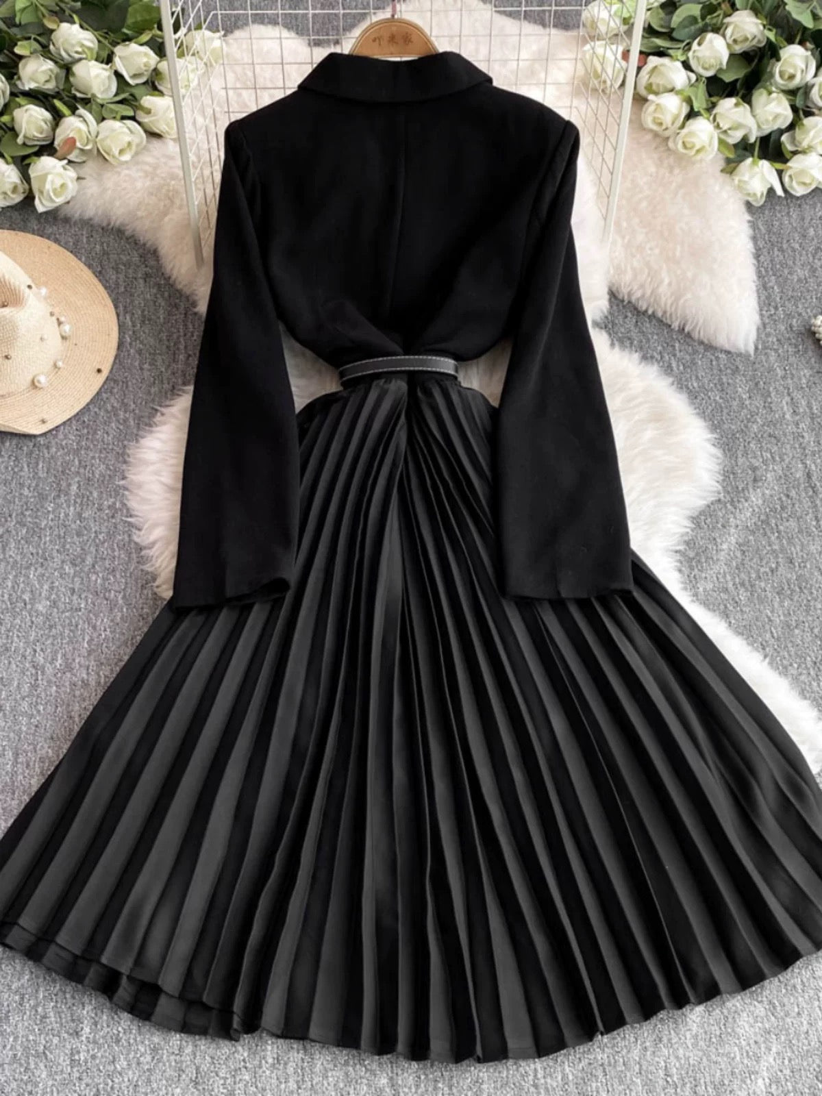 Plus Size Women's Clothing 2024 Autumn and Winter Fat Sister Fashion French Temperament Celebrity Waist Workplace Suit Dress