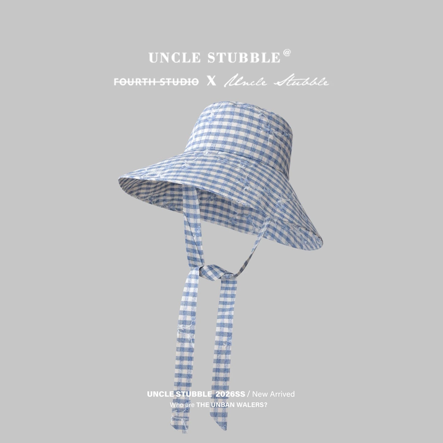 14cm wide brim sun hat, fresh and youthful plaid fisherman hat for spring and summer, beach tie-up sun protection hat.